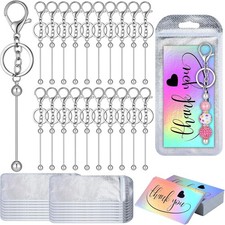 60 Pcs Beadable Keychain Bars Bulk Making Kit 20 Beaded Keychain 20 Bag 20 Thank