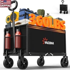 Durable Collapsible Wagon Cart W/ All-Terrain Wheels Outdoor Camping Gardening