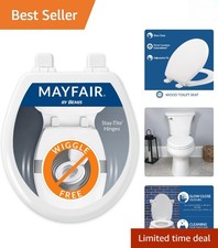 Elegant Round White Slow Close Toilet Seat - Non-Slip Heavy Duty Wood Style