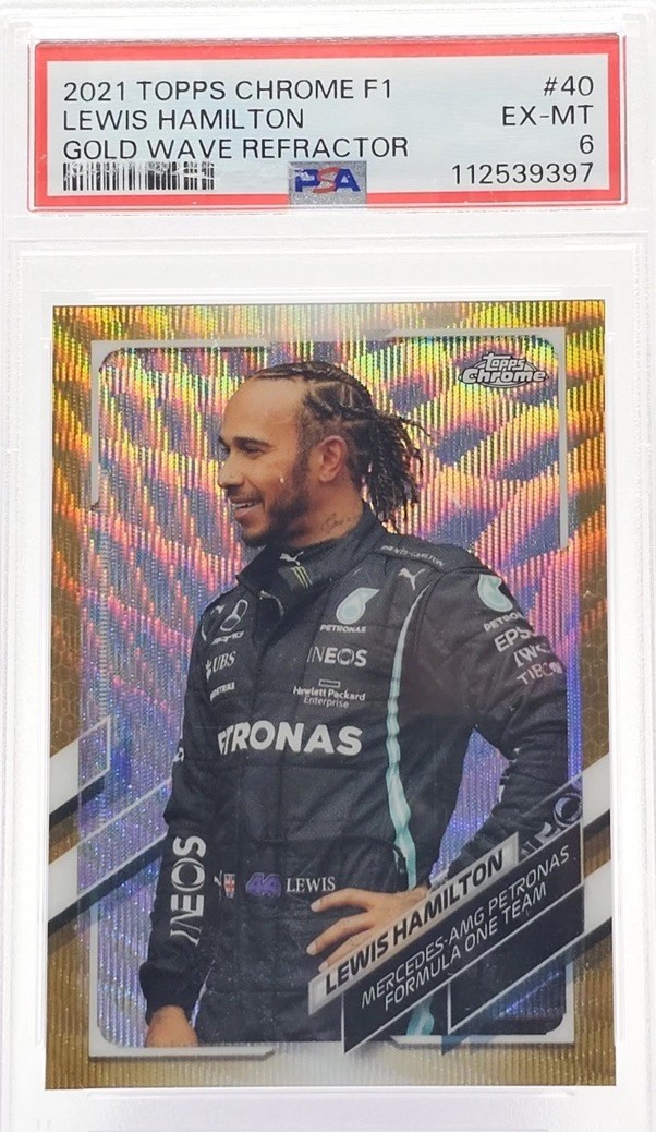 LEWIS HAMILTON Mercedes 2021 Topps Chrome F1 GOLD WAVE #40 &/50 PSA 6 ⚫️⭐️🏁