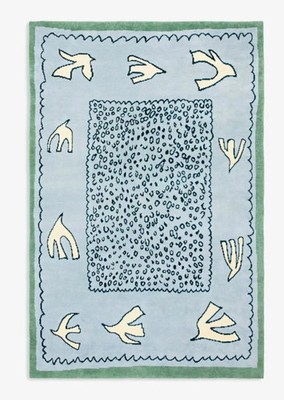 Hand-Tufted 100% Wool Rug | Abstract Animal Print | Pastel Blue & Green Area Rug