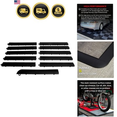 Male Transition Edge Kit, Durable Interlocking Modular Garage Floor Edging, C...