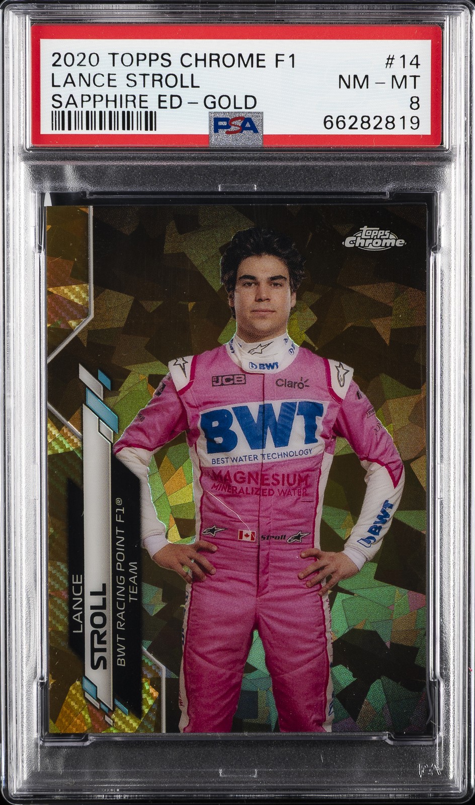 2020 TOPPS CHROME FORMULA 1 SAPPHIRE ED GOLD #14 LANCE STROLL 2/50 PSA 8