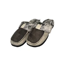 Vonmay Moccasin Slippers Slides Women's Size L 9-10 Gray Fuzzy Memory Foam Soft