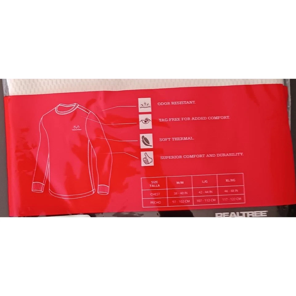 Realtree Crew Top Cotton Thermal Top Men's Large Naturel White Scent Control - Image 3 of 3