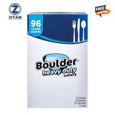 Heavy Duty Clear Plastic Cutlery 96 Count Disposable Forks Knives Spoons for pa
