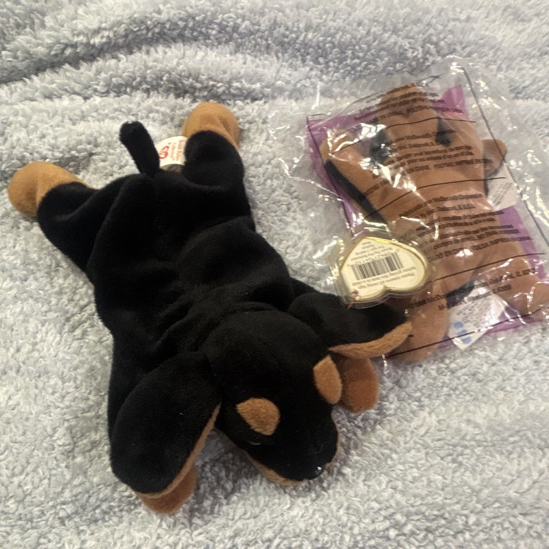 Beanie Babies Doby Dog Plush Toy 1998 - Full & McDonalds Size