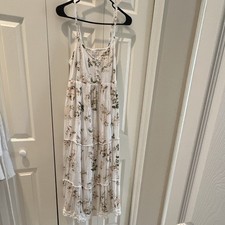 Motherhood Maternity Floral Square Neck Smocked Maxi Dress M White Green Pink