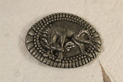 1993 EGE BUCKING HORSE STALLION PEWTER DIAMOND CUT BELT BUCKLE 3 3/4''