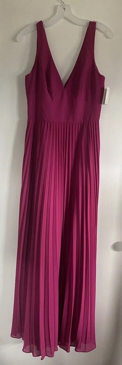 Chiffon A-Line Dress Pleated Floor Length Size 6 NWT David's Bridal Wild Berry | eBay Chiffon A-Line Dress Pleated Floor Length Size 6 NWT David's Bridal Wild Berry | eBay