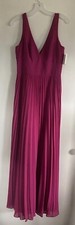 Chiffon A-Line Dress Pleated Floor Length Size 6 NWT David’s Bridal Wild Berry