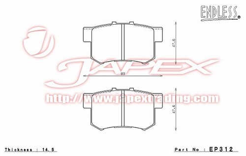 ENDLESS SSY Front & Rear Brake Pads for HONDA INTEGRA DC5 2001/7- EP400/EP312 - Picture 4 of 4