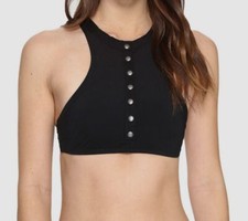 89 Red Carter Women's Black Splice Dice High Neck Bikini Top Swimwear Size M