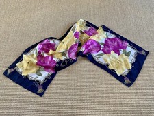 Oscar De La Renta Rectangle Floral Chain And Tassel Design Vintage Silk Scarf