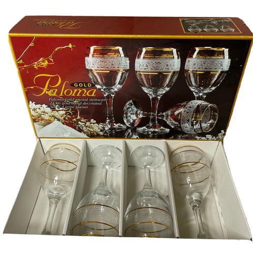 Paloma Gold Kristall Weingläser - 24 K Band - 4 Stück. Originalkarton. Artikel#3065 - Bild 1 von 11