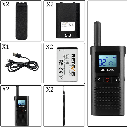 Retevis RB628 Walkie Talkie, PMR446 Mini Professionali Ricetrasmittenti Ricarica - Afbeelding 7 van 12