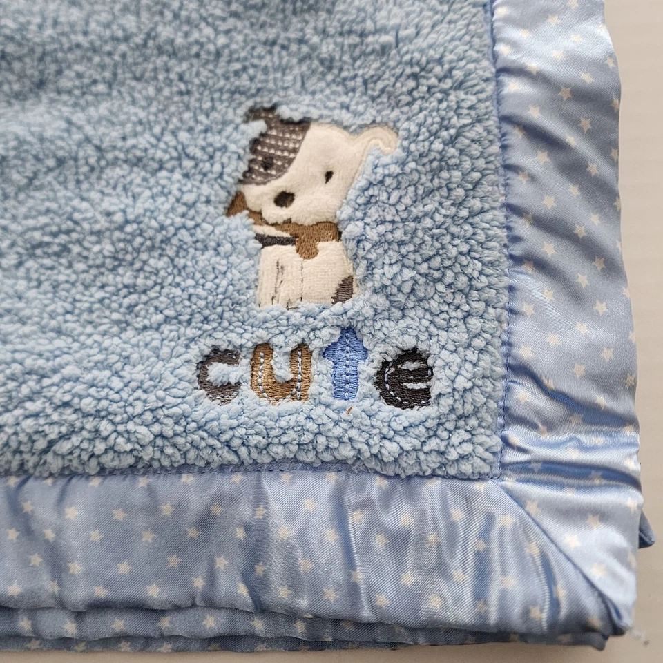 Child of Mine by Carter's Cute puppy dog baby blanket Polka dot satin trim - Image 2 of 4