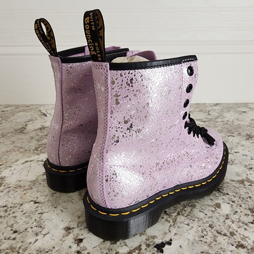 Doc Martens Combat Boots Women Size 6 Metallic Splatter 30770 Goth Grunge Metal - Picture 5 of 11