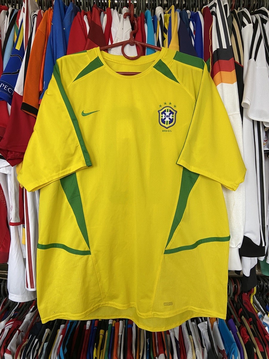 BRAZIL 2002 2003 HOME FOOTBAL SHIRT SOCCER JERSEY NIKE sz L MEN