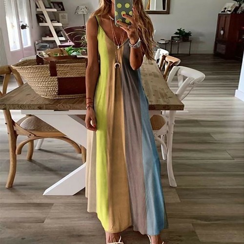 Women Boho Strappy V Neck Maxi Dress Summer Beach Holiday Casual Long Sundress - Picture 6 of 22