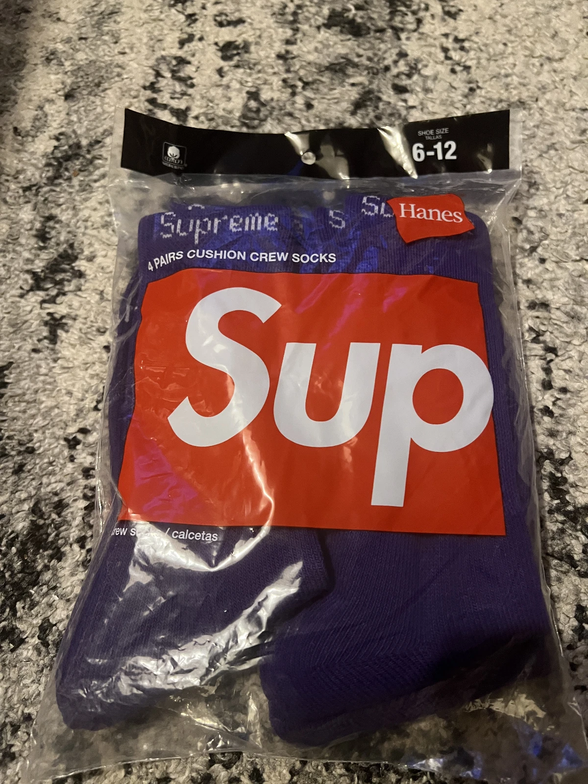 Chaussettes Supreme Hanes Crew (lot de 4) violet SS21