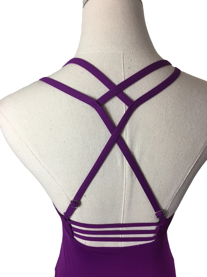 Tankini Púrpura Athleta Talla XXS Correa Cruzada Ajustable UPF Secado Rápido Top de Natación Foto 4 de 4