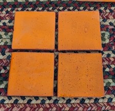 4 Hand Painted Vintage Terracotta Tile Backsplash Mexican Folk Art Crafts 4x4"