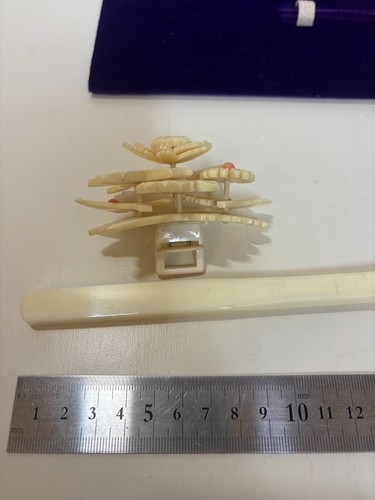 Japón Kanzashi Accesorios para el Cabello Artesanía Pin y Kushi Adornos para el Cabello Blanco Set - Imagen 15 de 17