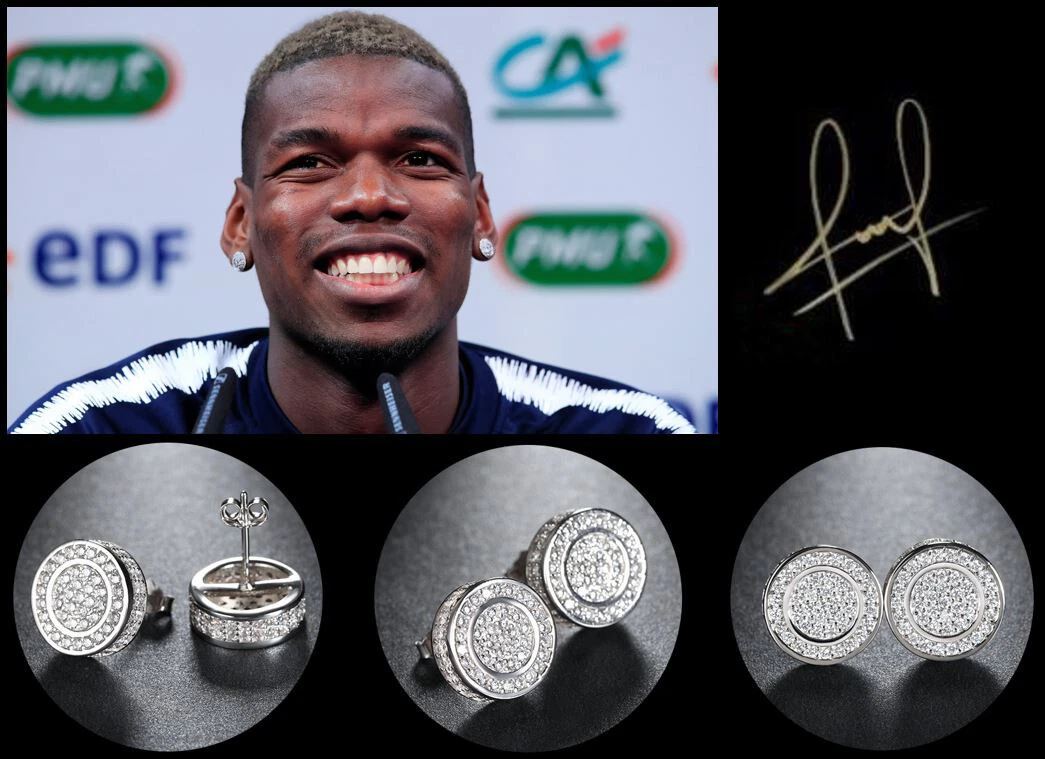 Spytte Martyr biografi Men's: Paul Pogba BLING 8mm Multi-Zirconia 18K Platinum Round Stud Earrings  | eBay