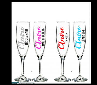 Vinyl decal for wine champagne glasses WEDDING name & role sticker  PERSONALISED | eBay