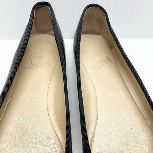 Christian Louboutin Black Leather Rosella Square Toe Ballet Flats Size 38 - Picture 6 of 8