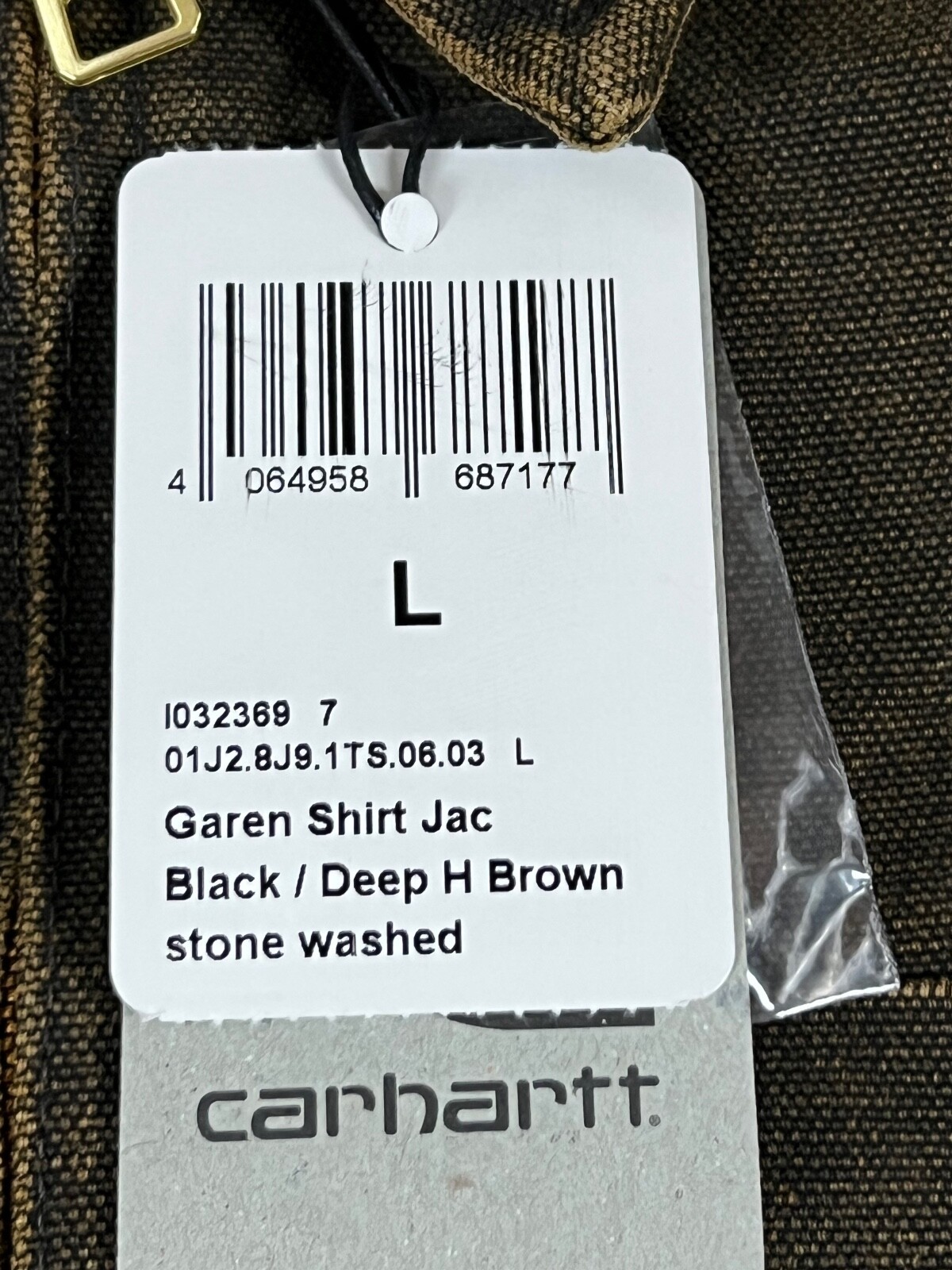 CARHARTT WIP GAREN SHIRT JAC BLACK/DEEP HAMILTON BROWN STONE WASHED L NWT image 6