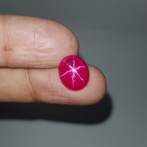 8.0 Ct Certified Natural 6 Rays Star Ruby Oval Red Cabochon Loose Gems AD-457 - Picture 12 of 14