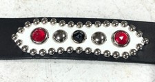 MADE IN ITALY LEATHER BELT WESTERN ROCKABILLY MOTORCYCLE STUDDED JEWELED