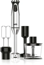 Immersion Hand Blender 5-in-1 Set Mixer Chopper Whisk Masher Stainless Steel