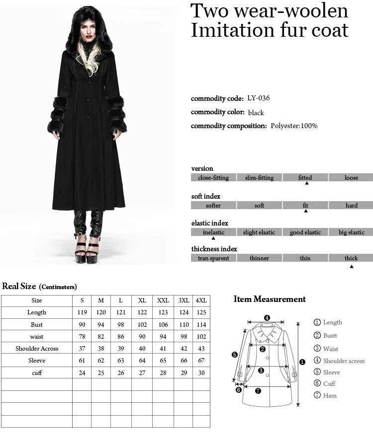 Abrigo Punk Rave Estilo Lolita Dos Usos Steampunk Manga Larga Con Capucha Chaquetas Largas Foto 2 de 2