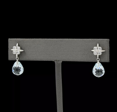 Tiffany & Co Platinum Briolette Aquamarine Diamond Star Lace Drop Earrings