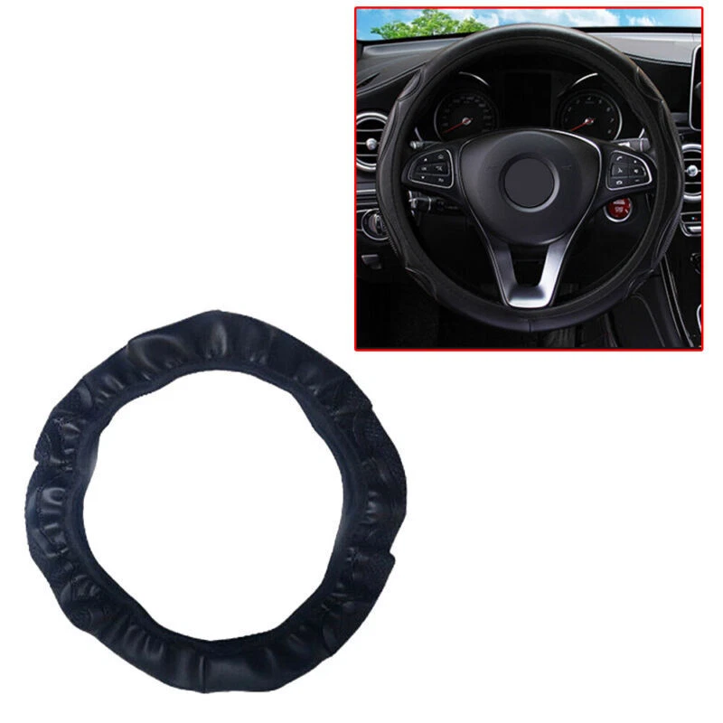 3D Embossing Microfiber Leather Car Steering Wheel Cover Breathable Anti Slip - Image 3 of 4