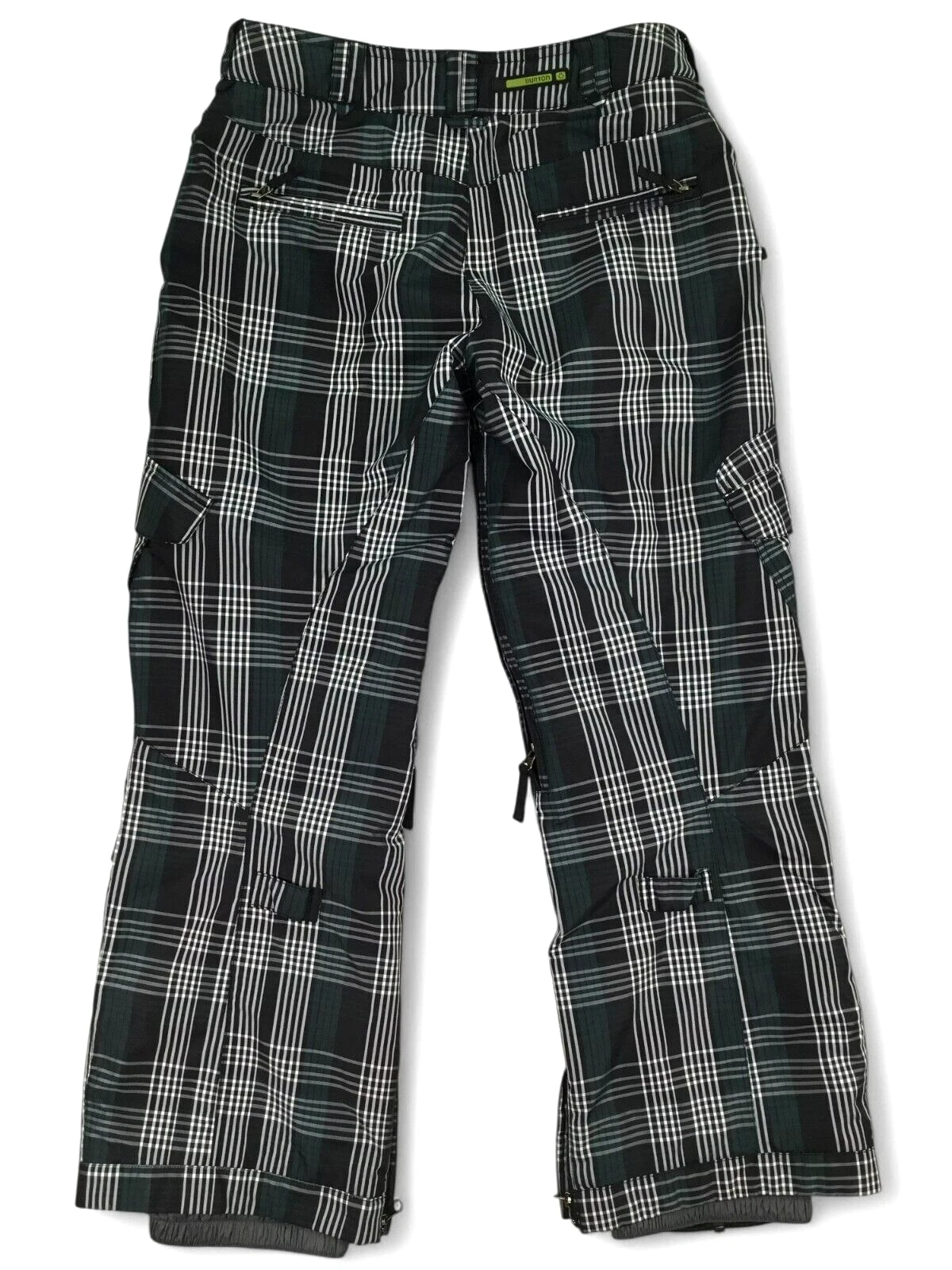 burton blackwatch plaid insulated fleece lined pants