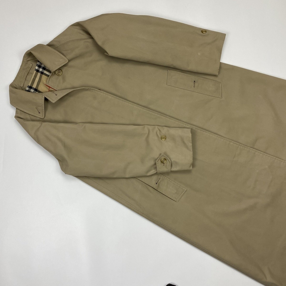 80s 90s Vintage Burberrys 6X Long Single Trench Coat Made In