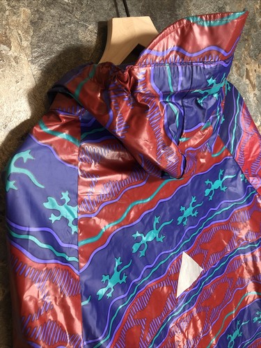 Vintage 90s LL Bean Kids Raincoat XL 18-20 Aztec Tribal PVC Snap Long - Picture 8 of 12