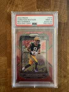 2022 Prizm Red Shimmer #314 Christian Watson PSA 9 MINT Auto 10 RC /35 POP 1