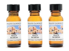 3 Peach Blossom 1/2oz Premium Grade Scented Fragrance Oil Crazy Candles