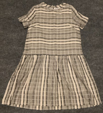 Mod Ref Dress Womens Small Striped Cream  Navy Blue Black Lined Career