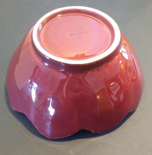 Olfaire Portugal Decorative Art Pottery Maple Leaf Dish Bowl Red Maroon 7" - Picture 6 of 7