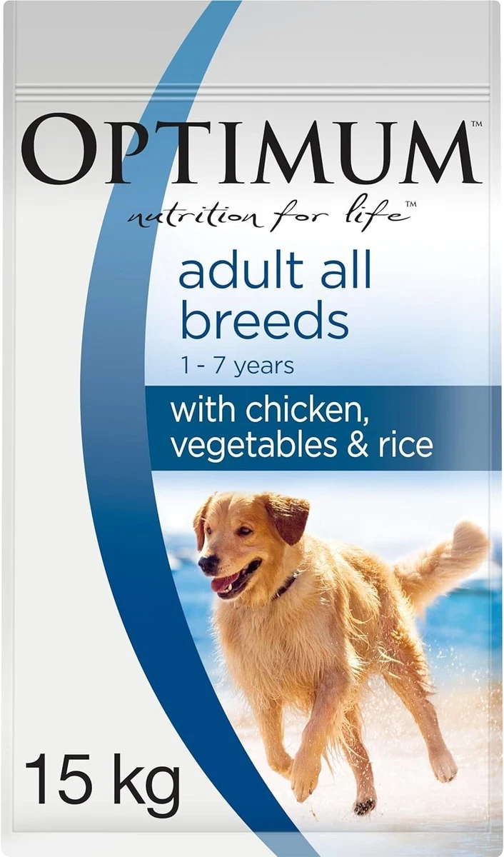 Optimum Adult Chicken Vegetables Rice Dry Dog Food 15kg Bag eBay