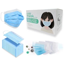 Disposable Child Face Mask 3-Ply - Soft, Breathable, Hypoallergenic - 50 PCS