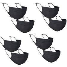 UNISEX XL Black Reusable Face Masks Breathable Adjustable Washable Comfy 8PCS