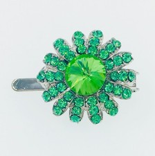Sunflower Magnet Hair Clip Hairpin Rhinestone Crystal Flower Barrette Green 32