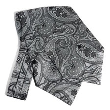 Silver Paisley Jacquard Cravat/Ascot Handmade 